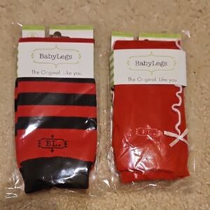 BabyLegs Red and Black Striped Leg Warmers 2 Pair NEW